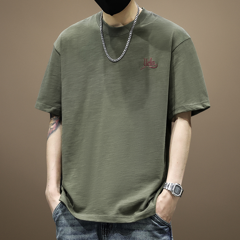 短袖复古男士纯棉T恤抗皱