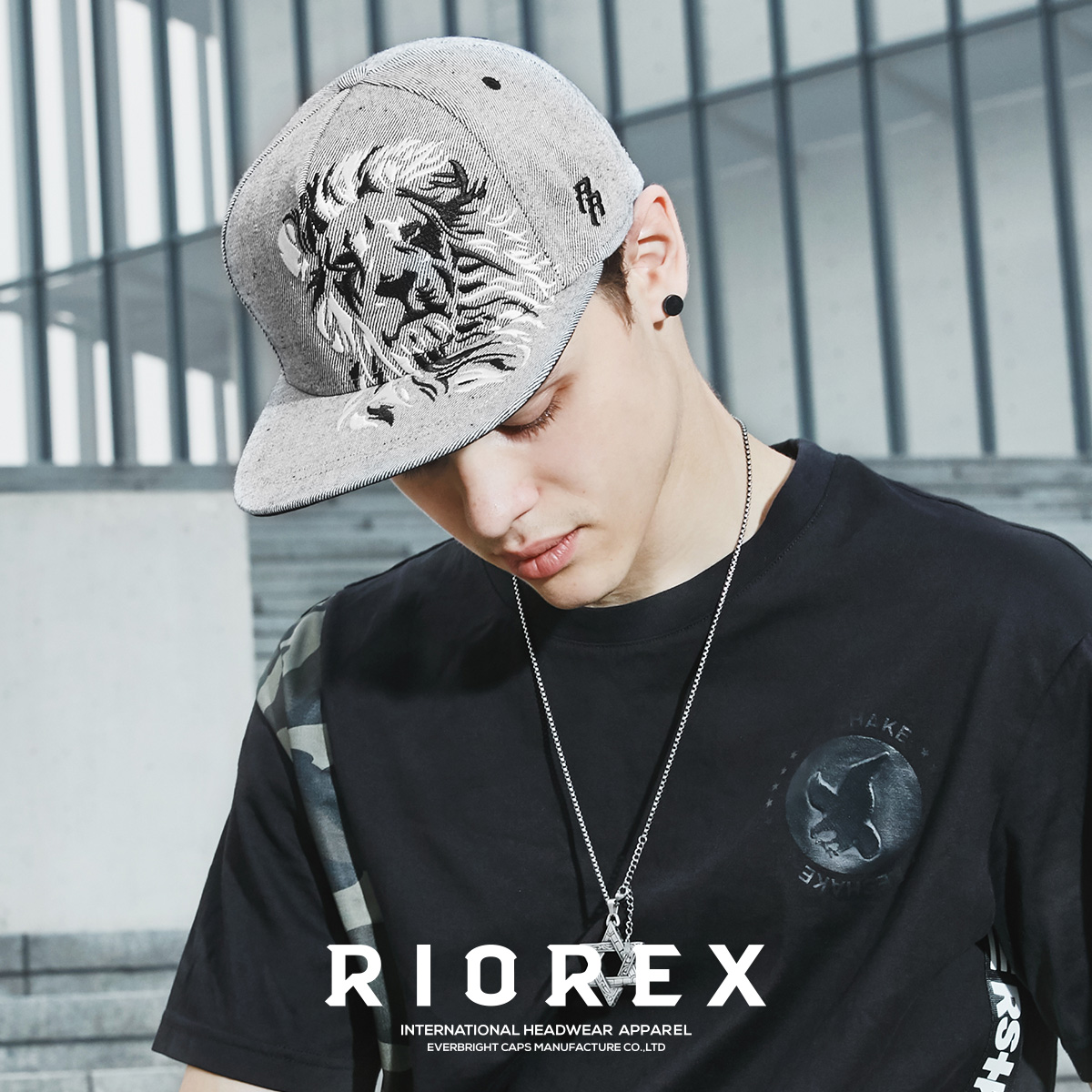 Riorex棒球帽男潮牌青年帽子嘻哈帽街头百搭时尚平舌帽韩版平沿帽 服饰配件/皮带/帽子/围巾 帽子 原图主图