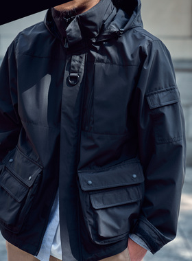 staph老芬日本进口三层复合机能面料防泼水多口袋工装冲锋衣夹克