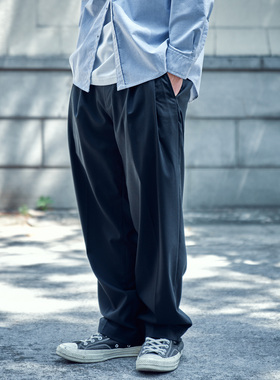 staph老芬 日本进口面料羊毛混纺垂坠微宽松微锥形西裤休闲裤