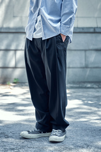 休闲裤 staph老芬 日本进口面料羊毛混纺垂坠微宽松微锥形西裤