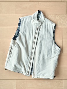 老芬staph日本进口面料双面穿夹棉格纹日常马甲背心