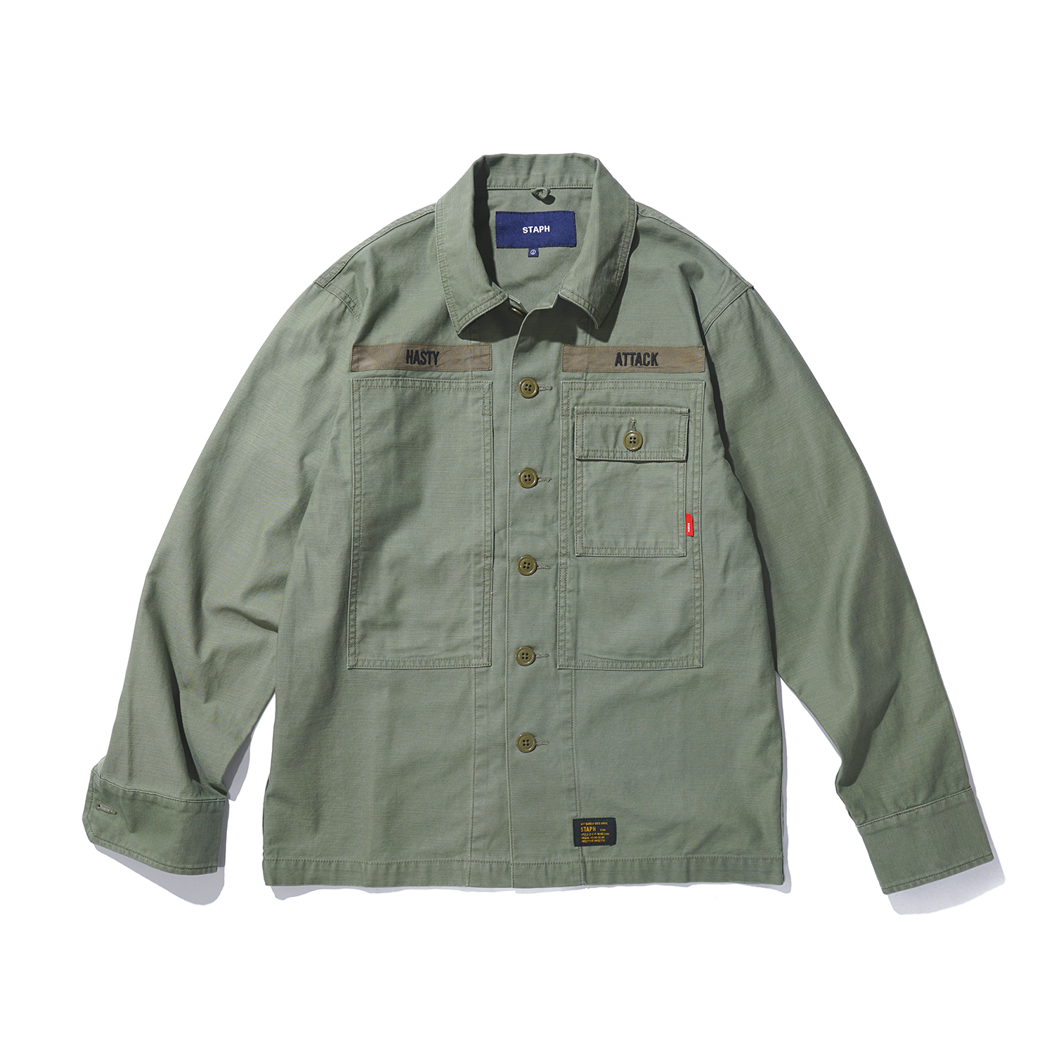 STAPH 军绿黑色工装衬衣夹克外套衬衫 HBT LS余文乐