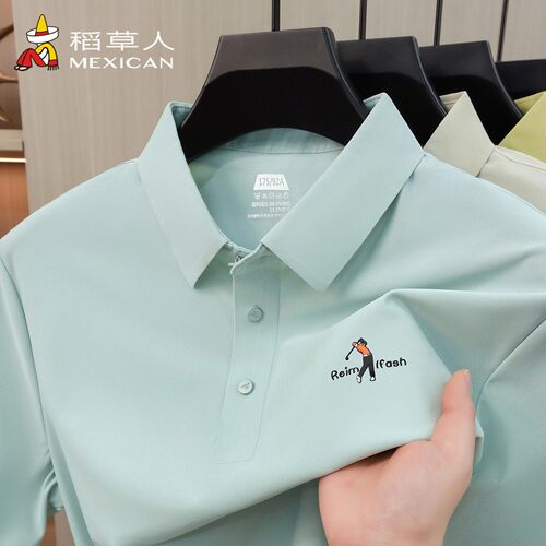 稻草人冰丝凉感短袖t恤polo衫
