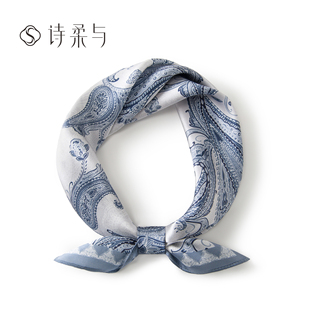 装 经典 气质款 桑蚕丝小方巾 饰发带绑包丝带女 佩斯利印花真丝领巾