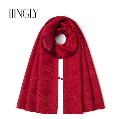 秋冬中式盘扣桑蚕丝保暖围巾