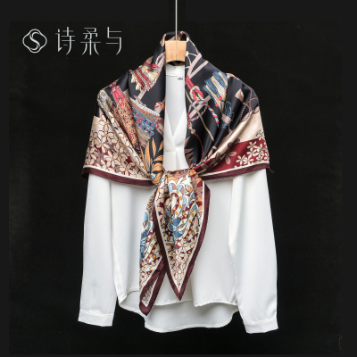 杭州丝绸桑蚕丝巾女薄款大方巾气质通勤百搭七夕送礼礼盒装