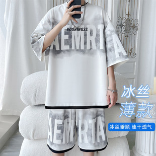 特P55 夏季 新款 旋律风车大码 2025 套装 冰丝印花短袖 HQ24502