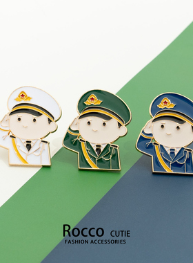 卡通军旅可爱八一建军纪念徽章合金胸针三军敬礼包包衣服配饰礼物