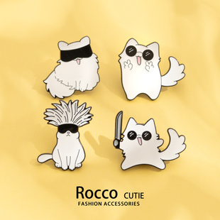 咒术回战周边卡通五条悟小猫咪可爱胸针合金徽章胸章书包配饰装饰