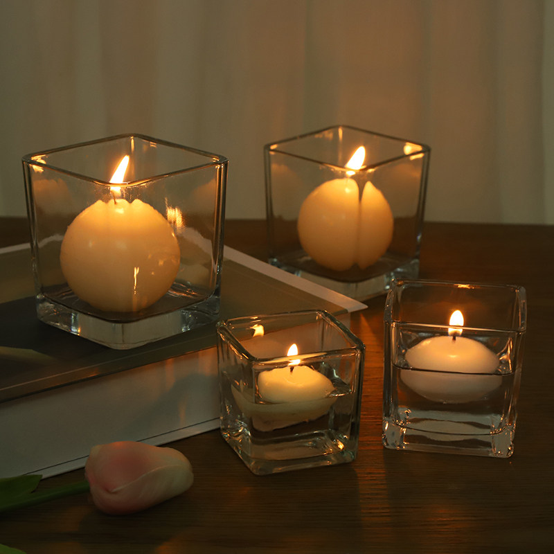 광장 DIY 아로마 테라피 캔들 컵 로맨틱 발렌타인 데이 저녁 생일 파티 장식 분위기 유리 캔들 홀더 단순