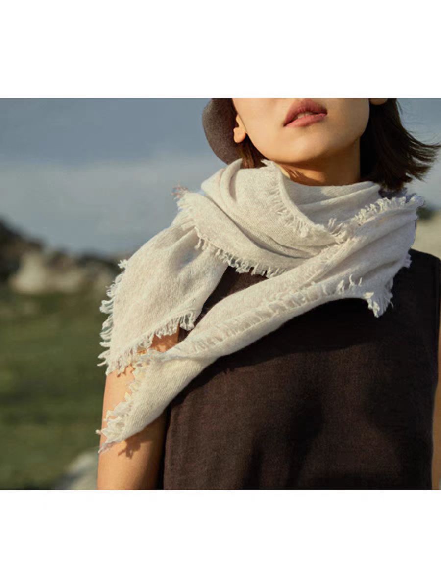 软糯羊绒围巾女100%纯羊绒冬季新款2024保暖三角巾毛线外搭披肩
