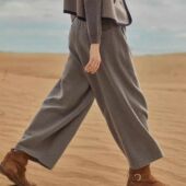 西北向南 玲珑纱定纺针织灯裤 宽松