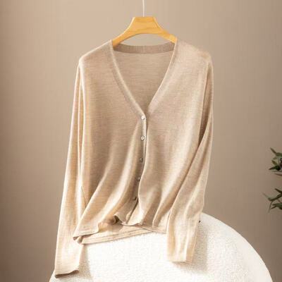 YRS1005羊绒新品80支精纺100%山羊绒V领开衫