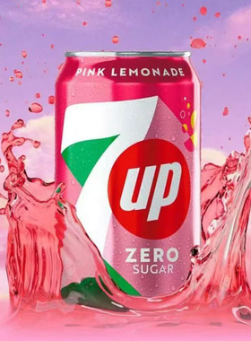 【2瓶】英国七喜粉色柠檬味汽水无糖碳酸饮料汽水夏日饮品330ml