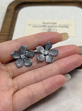 意大利进口 925银镀黑银技术 单花耳钉专柜品质A87