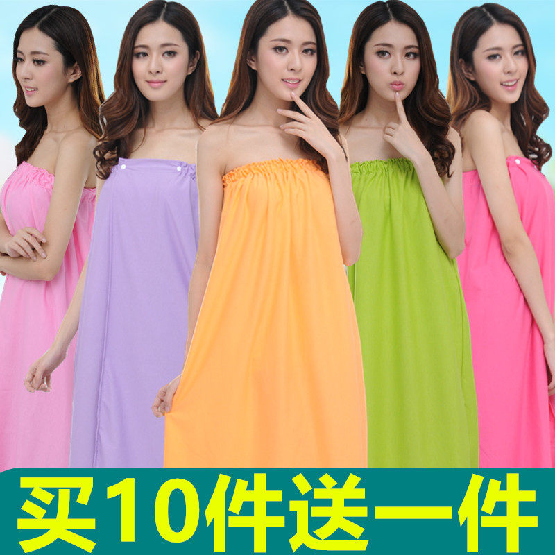 美容院抹胸浴袍浴裙纯棉浴衣夏季薄款睡衣全棉女款汗蒸服裹胸睡裙