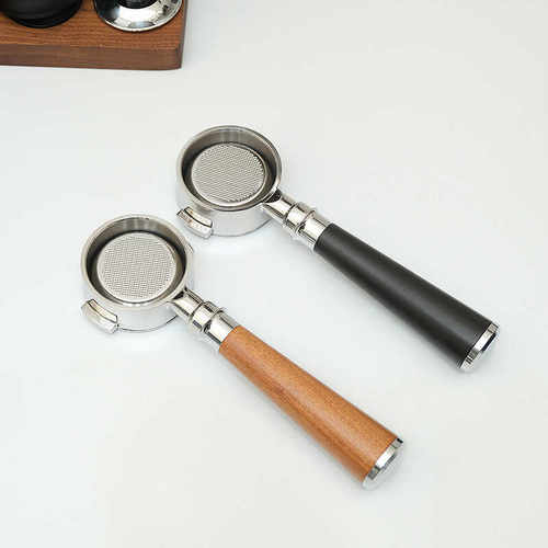 E61咖啡机手柄实木无底手柄不锈钢无底萃取手柄格米莱爱宝E61