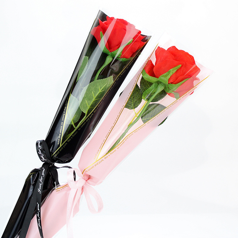 金三角单支花束包装袋单支玫瑰花袋透明鲜花资材包装材料