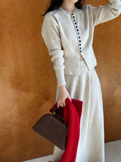 韩版休闲针织套装裙女新款秋冬穿搭一整套慵懒风高级感毛衣两件套