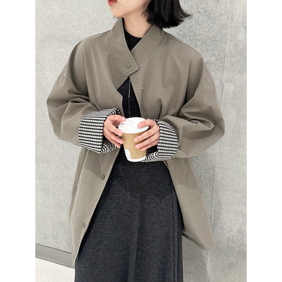 卡其色两面穿风衣外套女