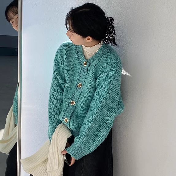 加厚款软糯羊毛针织开衫外套女