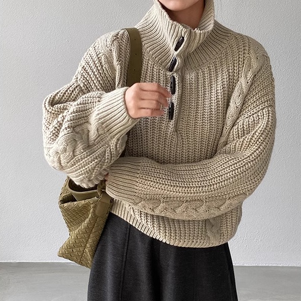 麻花纹羊毛毛衣女秋冬慵懒高级感