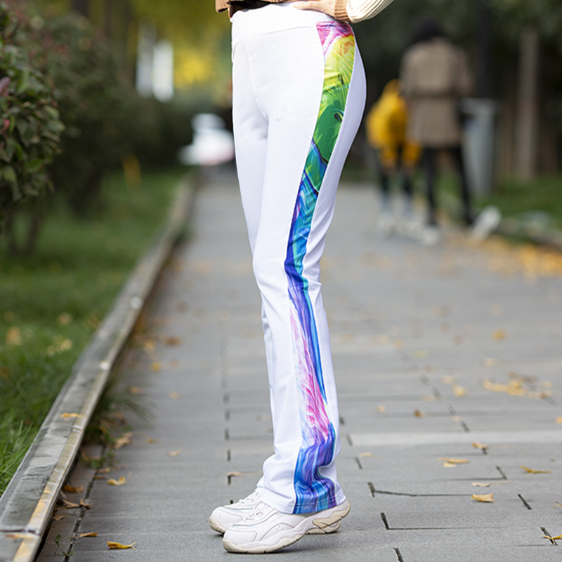 奥博隆微喇彩虹修身长裤