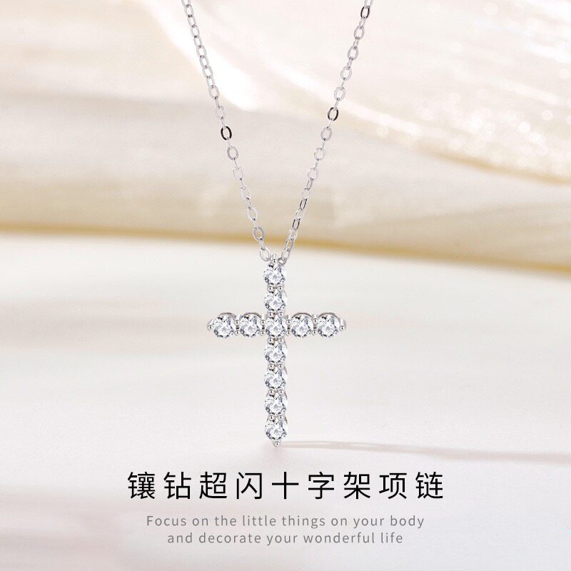 925银十字架项链韩版高级感嘻项链