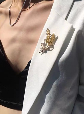 欧美复古金色麦穗小胸针领针男士女士衬衫西装情侣配饰领饰领扣