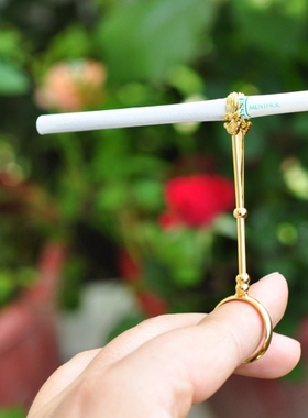 戒指烟托潮人食指戒托防手指熏黄戒指烟夹防烫个性配饰