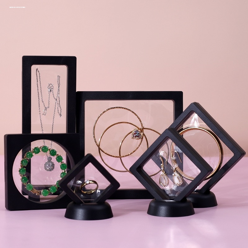 PE悬浮薄膜首饰展示盒透明戒指手链饰品包装盒项链手镯文玩收纳盒