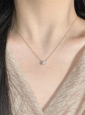 日系鼻屎钻项链女镀金颈间一滴泪仿莫桑钻锁骨链