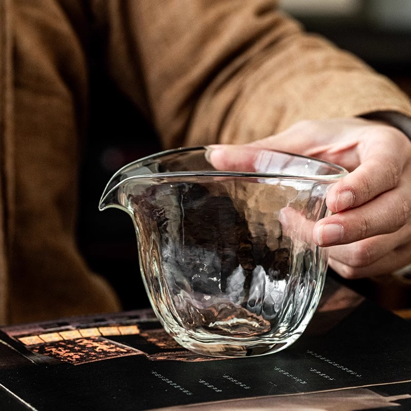 锤纹玻璃公道杯加厚耐热茶海