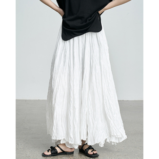 陆与山屿用料四米山本暗黑褶皱半身裙2026新款 夏百褶a字宽松裙子