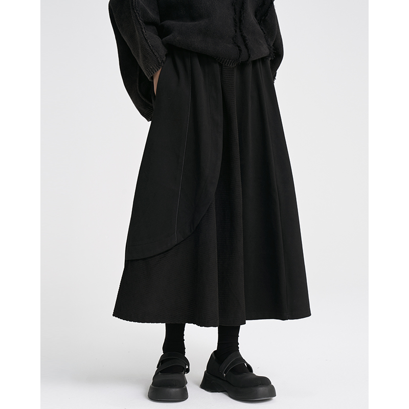 陆与山屿暗黑风拼接半身裙