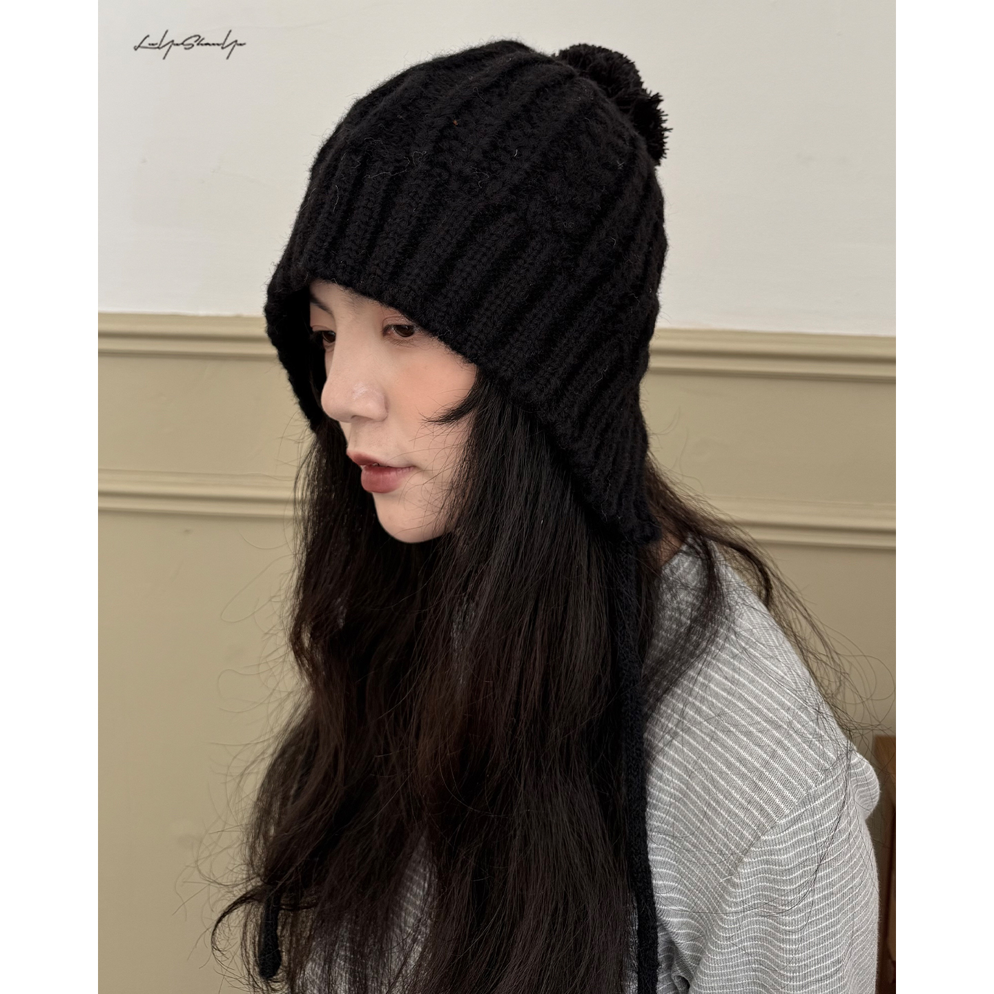 包头针织毛线毛球护耳保暖帽子