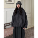 陆与山屿 下摆抽绳收腰连帽显瘦女士冬外套轻薄排骨羽绒服 雾凇