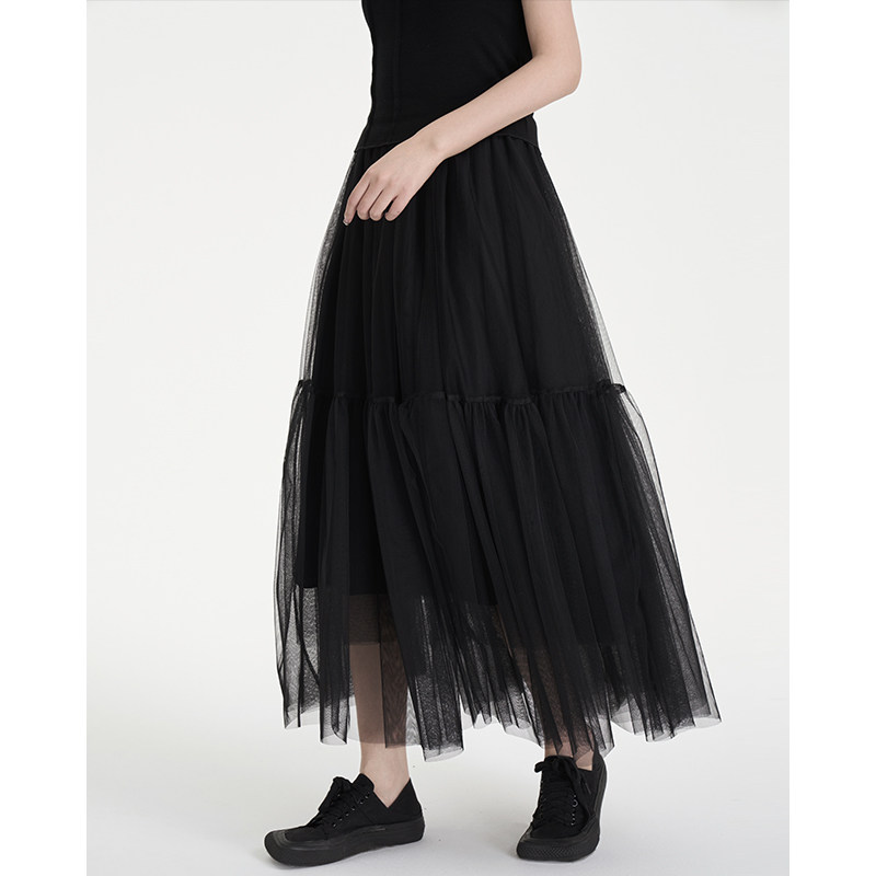 陆与山屿设计感小众黑色百搭裙子春重工暗黑芭蕾风蓬蓬网纱半身裙,女装/女士精品,半身裙,淘宝优惠券,粉丝福利购,淘宝优惠卷