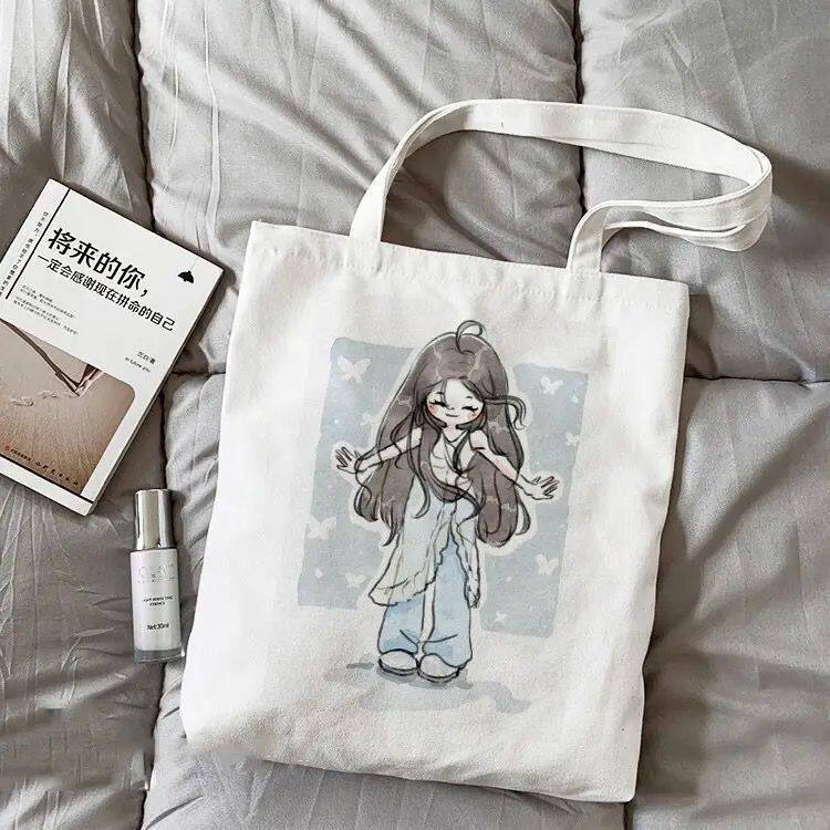 高颜值鞠婧祎同款包包ins风森系外出单肩学生书包ins学院风帆布袋