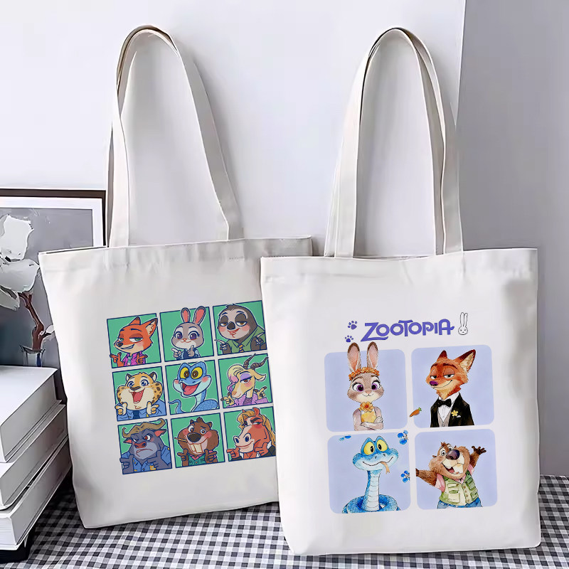 动漫周边疯狂动物城定制帆布袋外出便携通勤手提带拉链收纳托特包
