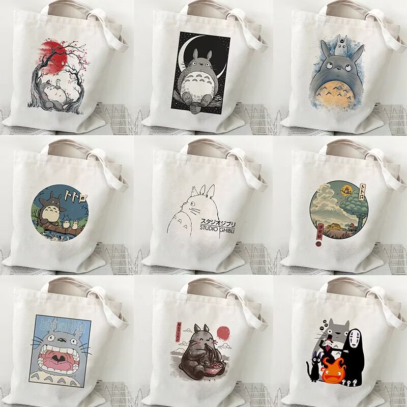Totoro Canvas Bag 新款时尚龙猫印花帆布袋女学生休闲装书袋包包