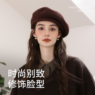 真享贝雷帽羊毛帽子女秋冬季2025新款百搭高级感保暖显脸小画家帽