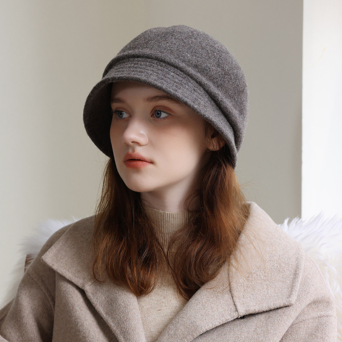 100%羊毛帽子盆帽女秋冬季2025新款毛呢保暖显脸小百搭渔夫帽,服饰配件/皮带/帽子/围巾,帽子,淘宝优惠券,粉丝福利购,淘宝优惠卷