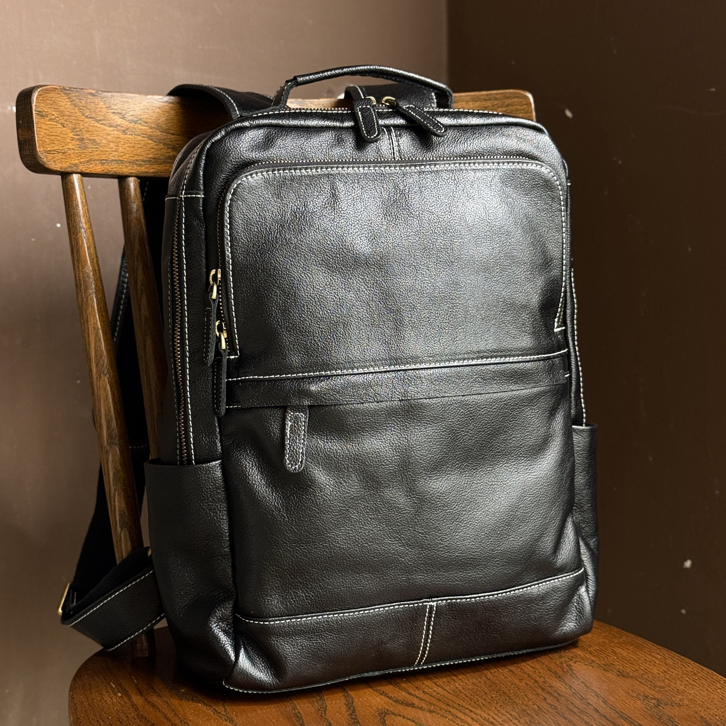 麦为头层牛皮男士休闲电脑背包