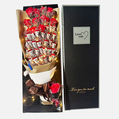 新年情人节发光德芙巧克力玫瑰花束礼盒送男女朋友闺蜜生日表白礼