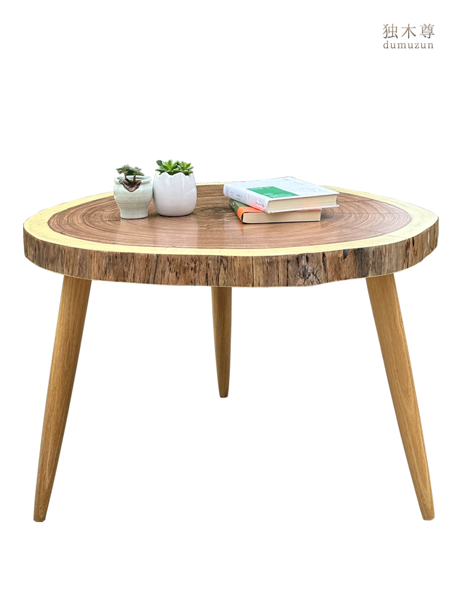 乌金木原木横切圆盘桌面几整木自然根雕树桩异形茶台侘寂风年轮桌