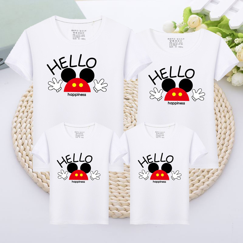 可爱老鼠亲子装一家三口四口夏装短袖T恤新款潮母女母子装全家装