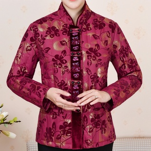 2025秋冬新款中老年白鸭绒加厚保暖上衣妈妈装羽绒服外套复古盘口