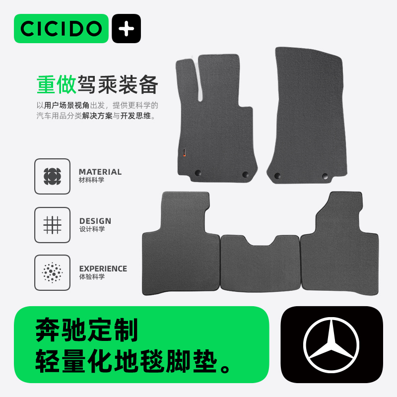 CICIDO适用奔驰E300L260L C200L260L GLC GLB200专用地毯汽车脚垫 汽车用品/电子/清洗/改装 专车专用脚垫 原图主图